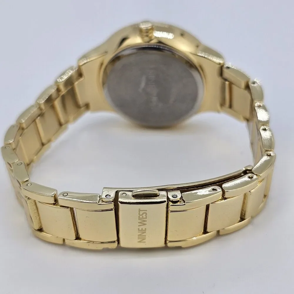 Nine West Women's Watch 35MM Gold Pink Dial Gold Bracelet Band 6.5